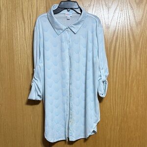 LuLaRoe Valentina Light Blue Casual Button-Down Shirt
